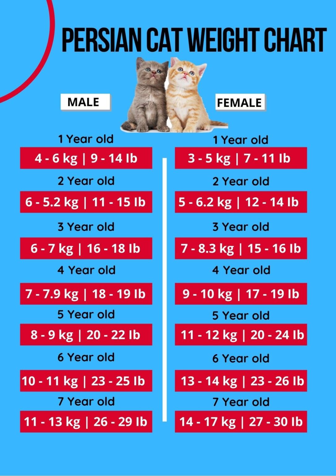 Cat Weight Chart By Age Height In Kg Ibs 