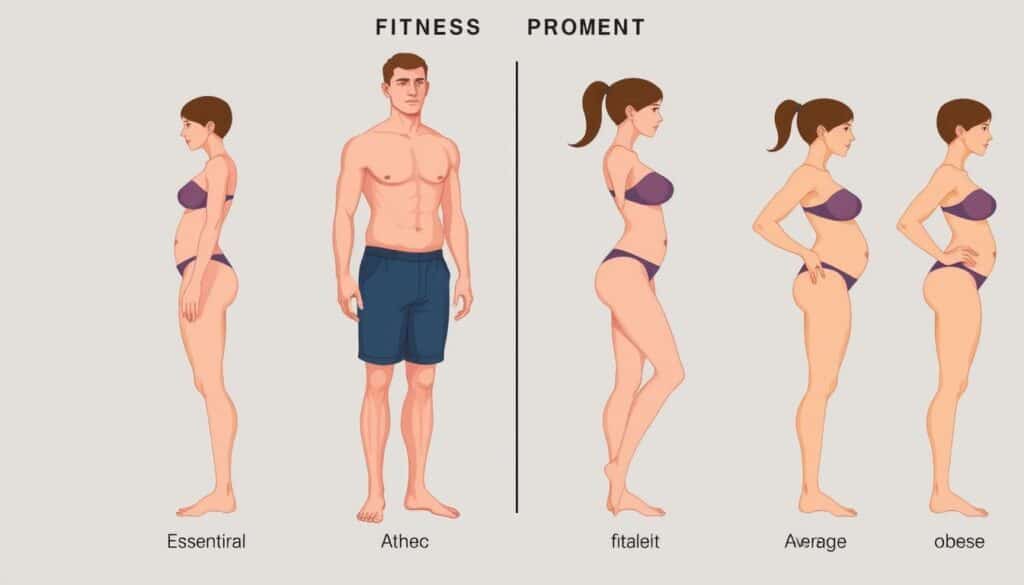 Comparison of different body fat percentages in men and women Comparison of different body fat percentages in men and women