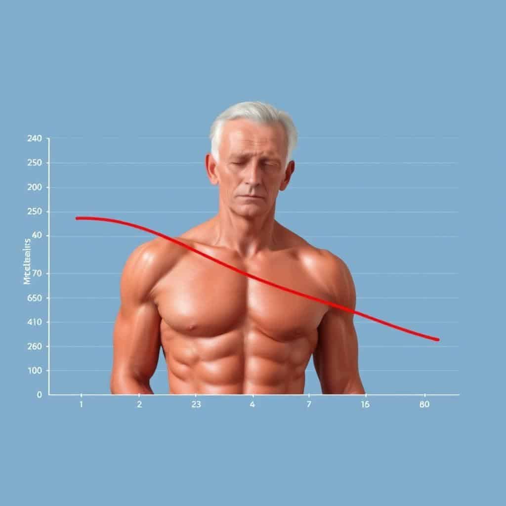 Graph showing how metabolism and muscle mass change with age Graph showing how metabolism and muscle mass change with age