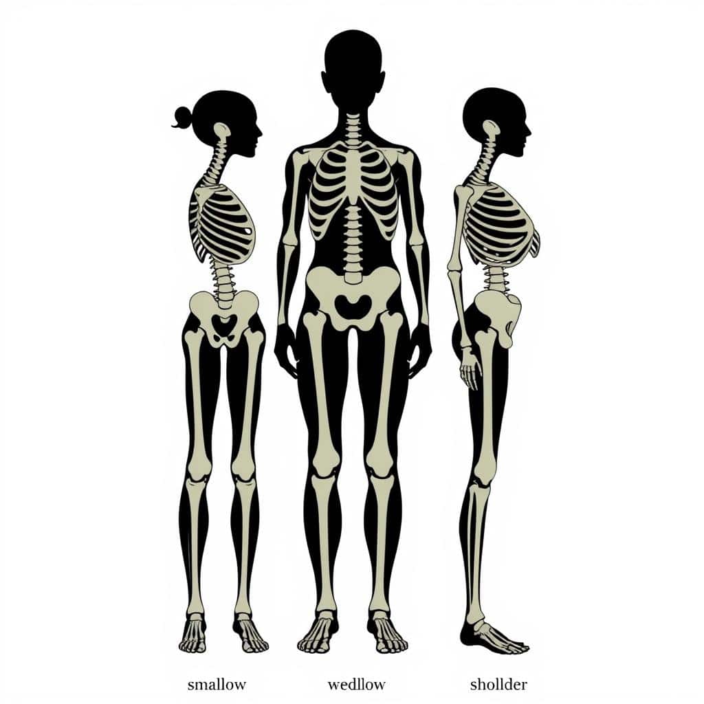 Illustration of different body frame sizes: small, medium, and large Illustration of different body frame sizes: small, medium, and large