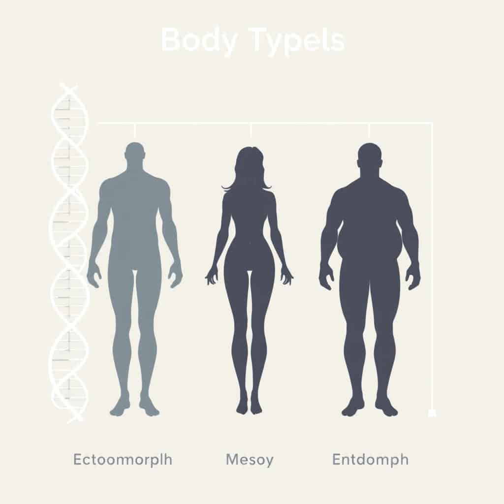 Illustration showing how genetics influence body type and weight distribution Illustration showing how genetics influence body type and weight distribution